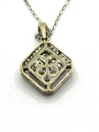 14k White Gold And Diamond Pendant With 14k Chain COA