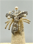 Ladys Platinum, Diamond (2.84 Carats), & Pearl Brooch With Appraisal