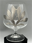 Silver Plate Duck Decanter With (3) Silver Overlay Sniffer Glasses