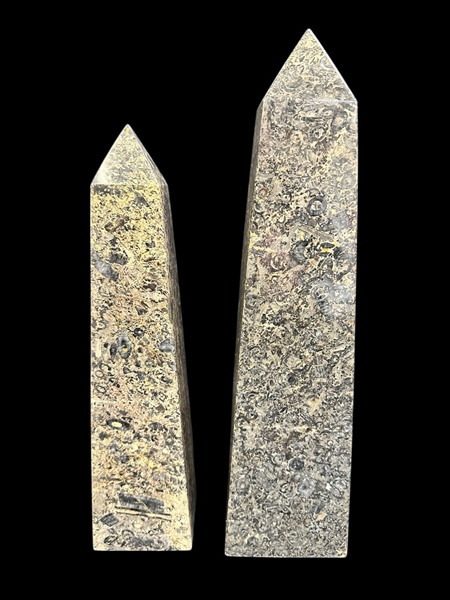 (2) Marble Obelisk Statues