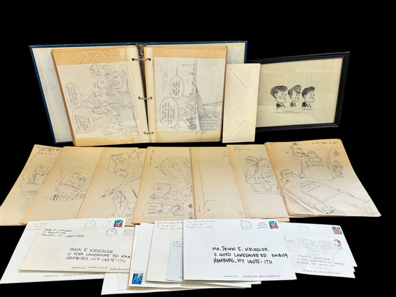 Large Group of Original Political Drawings by Jack McLeod
