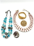(2) Crown Trifari & Trifari Necklaces, Brooch, Bracelet