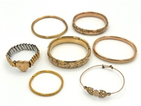 (7) Gold Filled Bangle Bracelets Including Childs Bracelet