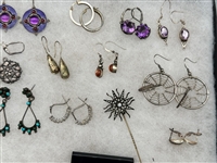 (22) Pairs Sterling Silver Earrings