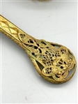 Antique Gold Tone Coral Cabochon Dresser Brushes