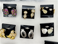 (19) Pairs of Signed Costume Jewelry Earrings; Vendome, Miriam Haskell, Others