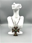 Oversize Sterling Silver Cross With Cabochon Stones With Chain