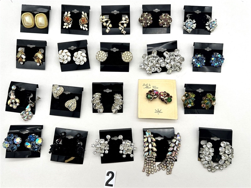 (20) Pairs of Signed Costume Jewelry Earrings; Richelieu, Weiss, Coro, Lisner
