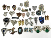 (38) Group of Vintage Scarf Clips; Coro, Others