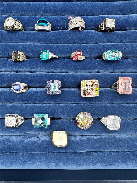 (17) Sterling Silver Rings With Gemstones