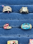 (17) Sterling Silver Rings With Gemstones