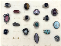 (17) Sterling Silver Rings With Gemstones