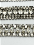 (5) Vintage Clear Rhinestone Multi Strand Bracelets