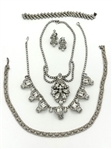Vintage Eisenberg Style Clear Rhinestone Silver Tone Jewelry