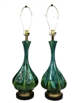 Pair Ceramic Drip Lamps Possibly Blue Mountain Pottery