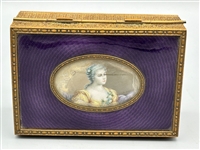 (2) Victorian Dresser Boxes Hand Painted Portraits