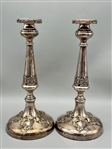 Silver Plate Candle Sticks Grape Motif