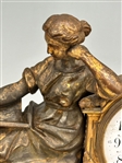 French Empire Bronze Gilt Bronze and Marble Figural Mantle Clock