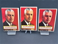 (3) 1956 Topps William Harridge #1 (2) Gray Back (1) White Back Baseball Cards