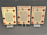 (3) 1956 Topps William Harridge #1 (2) Gray Back (1) White Back Baseball Cards