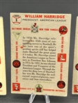 (3) 1956 Topps William Harridge #1 (2) Gray Back (1) White Back Baseball Cards