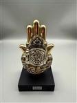 Silver Judaica Hamsa Hand, Hand Of Miriam on Pedestal by H. Karshi