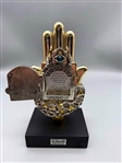 Silver Judaica Hamsa Hand, Hand Of Miriam on Pedestal by H. Karshi