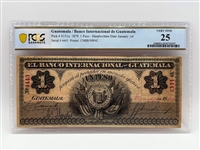 1879 1 Peso Banknote  el Banco de Guatemala PCGS 25 Very Fine