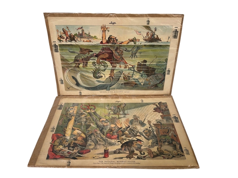 (2) 1900 "Judge" Cartoon Fold Outs
