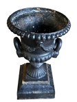 Cast Iron Black Painted Urn Yard Sculpture Co-Operative Foundry Co. Rochester, NY.