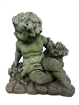 Pair of Angel Cement Concrete Putti Yard Sculptures