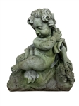 Pair of Angel Cement Concrete Putti Yard Sculptures