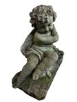 Pair of Angel Cement Concrete Putti Yard Sculptures