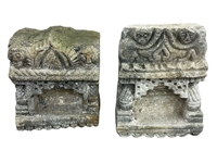 Pair of Sandstone Indian Mughal Aala Oil Lamps 