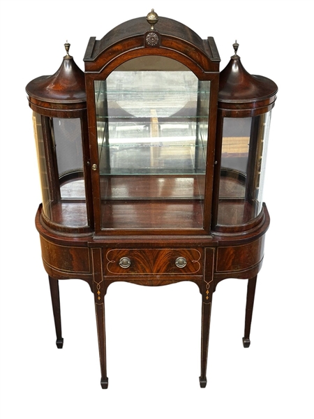 Weiman American Mahogany Curved Curio Cabinet
