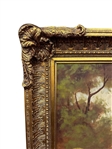 Palatial Gilded Frame Set with Oil on Canvas of Landscape With Sheep