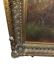 Palatial Gilded Frame Set with Oil on Canvas of Landscape With Sheep