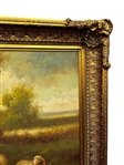 Palatial Gilded Frame Set with Oil on Canvas of Landscape With Sheep