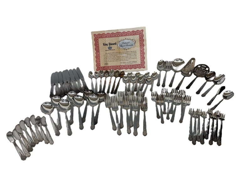 National Silver Co. Silverplate Flatware Set "King Edward" 73 Pieces