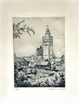 Weisser Turm "White Tower" Germany Etching