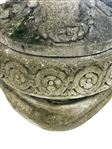 Lidded Cement Garden Urns Drop Apron Male Face Detail
