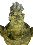 Lidded Cement Garden Urns Drop Apron Male Face Detail