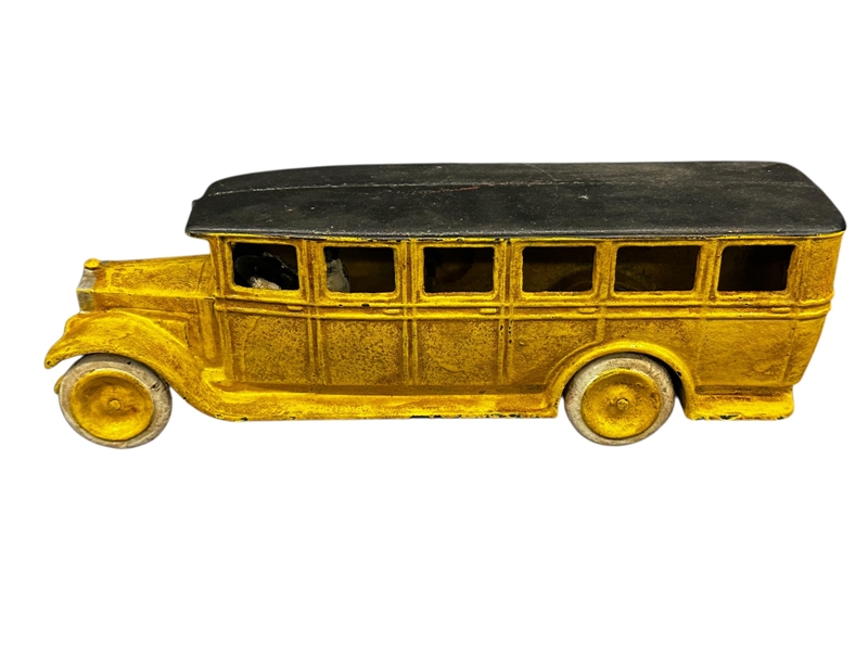 Cast Iron Swedish Skoglund Olsen Yellow Bus 