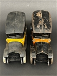 (2) Arcade Yellow/Orange Cast Iron Taxi Cabs