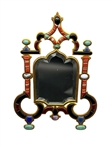 Jeweled Brass Mirror With Cabochons Stones