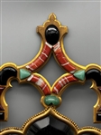 Jeweled Brass Mirror With Cabochons Stones
