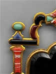Jeweled Brass Mirror With Cabochons Stones