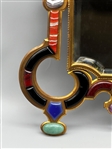 Jeweled Brass Mirror With Cabochons Stones