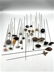 (31) Vintage Hair Pins in (2) Porcelain Hat Pin Holders