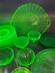 (28) Pieces of Vaseline Glass Including Jeannette
